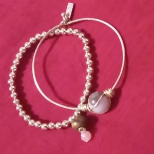 Natural stone bangle and beaded bracelet. 2 bracelets.